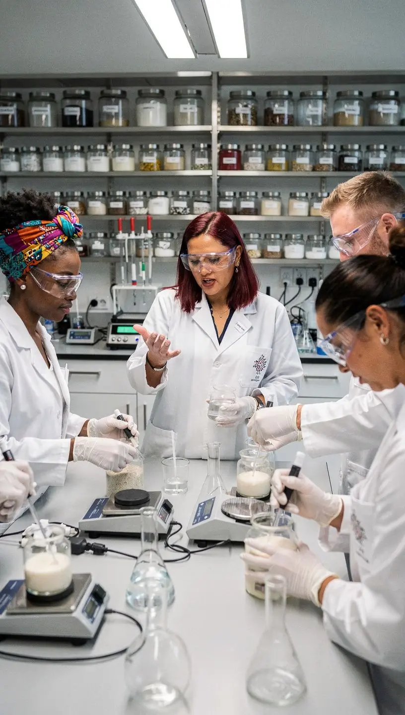 Grupa kursantów akademii biznesu urody podczas zajęć offline w profesjonalnym środowisku edukacyjnym.